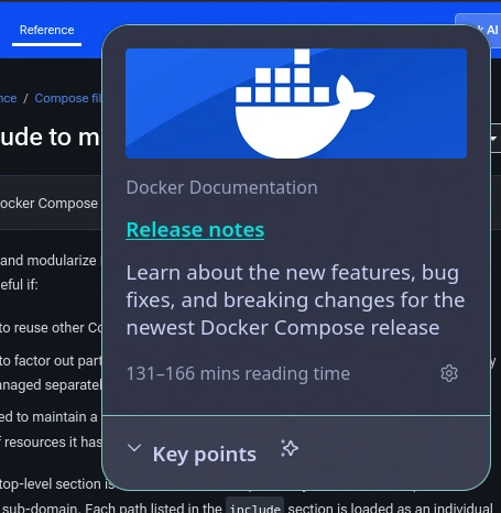 a screenshot from docker docs
firefox's link preview feature is open but its fucking gigantic
body text is 2x scale ???