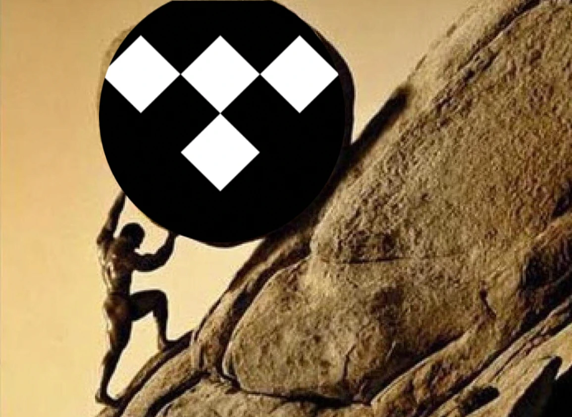 sisyphus pushing tidal up the hill